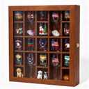 Maxdot Brown Shot Glass Display Case with Removable Shelves, 21 Slot