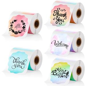 Gersoniel 700 Pcs 2 Inch Round Thermal Labels Waterproof Circle Direct Thermal Stickers Printable Labels for Valentine's Day Gift Wrapping Thanks Card Small Business Logo(Pastel,Scalloped)