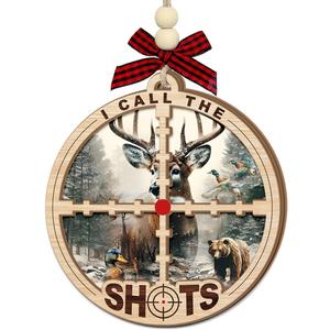 4 x Hunting Christmas Ornament 2025 - Deer Hunting Ornament for Christmas Tree - Deer Gifts for Hunters, Dad, Husband, Brother - Two-Layer Wooden Ornament Hanging Decoration, Outdoor Gift Ideas