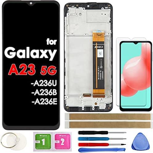 LCD Screen Replacement Touch Display Digitizer Assembly with Frame for Samsung Galaxy A23 5G A236 SM-A236B SM-A236E SM-A236U 6.6 inch (NOT for A23 4G)