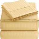 Elaine Karen Full Sheet Set - 4-Piece Striped Full Size Bed Sheets - Soft & Cooling Deep Pocket Full Bed Sheet Set - Wrinkle-Free Microfiber Bedding with 1 Fitted Sheet, 1 Flat Sheet, 2 Pillowcases (Yellow Gold)