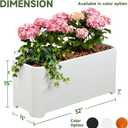 Metal Rectangular Planter Box 32"L x 15"W x 15"H Large White Planters