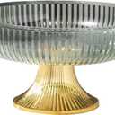 Fruit Bowl with Base, Clear Plastic Fruit Holder, Candy Nuts Snack Serving Storage Trays,Decorative Fruit Plate for Kitchen Counter Tables(Green)