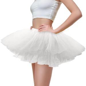 Tutus for Women Adults Tulle Tutu Skirts for Women 5 Layers Womens Tutu Tulle Skirts for Party Costume (White)