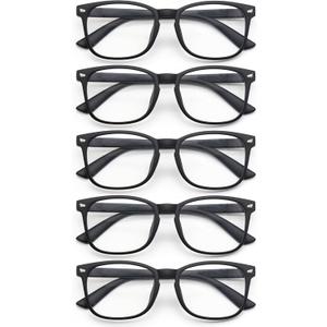 Blue Light Glasses for Woman Men | 99% Blue Light Blocking Glasses for Computer Gaming TV Phone Screen Square Frame | Anti Eyestrain & UV Glare Protection - 5 Pair (5 Pack Mix Color-7)