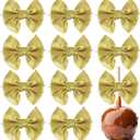 AIMUDI Gold Bows for Gift Wrapping 3.5" Gold Bows for Crafts Satin Bows for Treat Bags Premade Bows for Cake Pops Candy Apple Wedding Favors Baby Shower Decor -24 Counts
