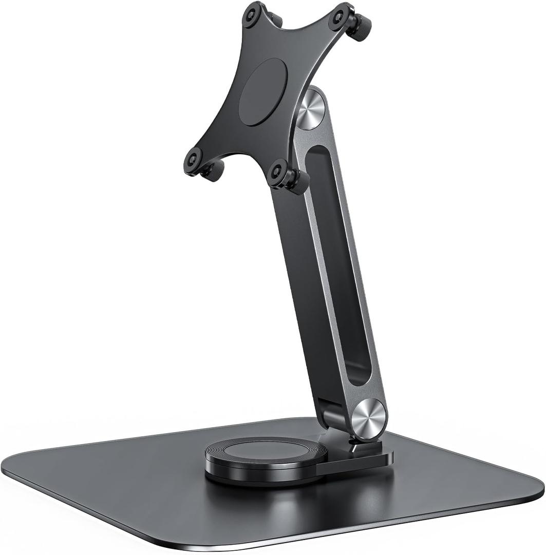 HOWENS 13-17.3" Monitor Stand with 360° Swivel Base, 75mm VESA Single-Arm Mount w/ M4 Screws for Portable Monitor, Adjustable Angle & Tilt & Rotation - Touchscreen Desktop Display Stand (Black)