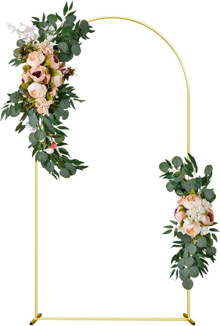 Wedding Arch Backdrop Stand 6.6FT Gold Wedding Balloon Arched Backdrop Stand Square Arch Frame for Birthday Party Bridal Baby Shower Ceremony Decoration