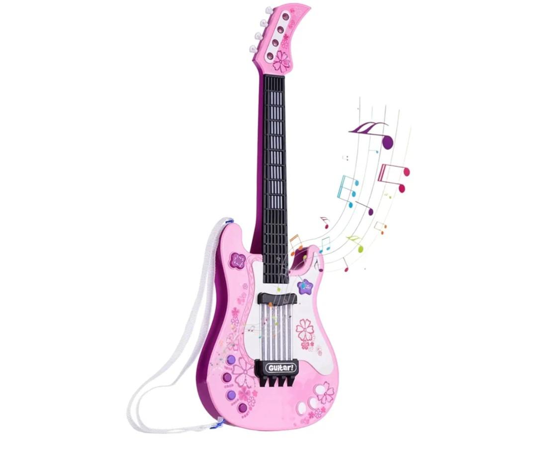 Kids Toddler Baby Childrens Electric Toy Guitar with Strap Ideal for 3 4 5 7 8 Year Old Boys Girls Gifts(Pink)