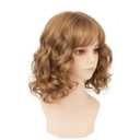Short Blond Curly Wig for Women with Bangs Shoulder Length Wig Curly Natural for Daily Party Use