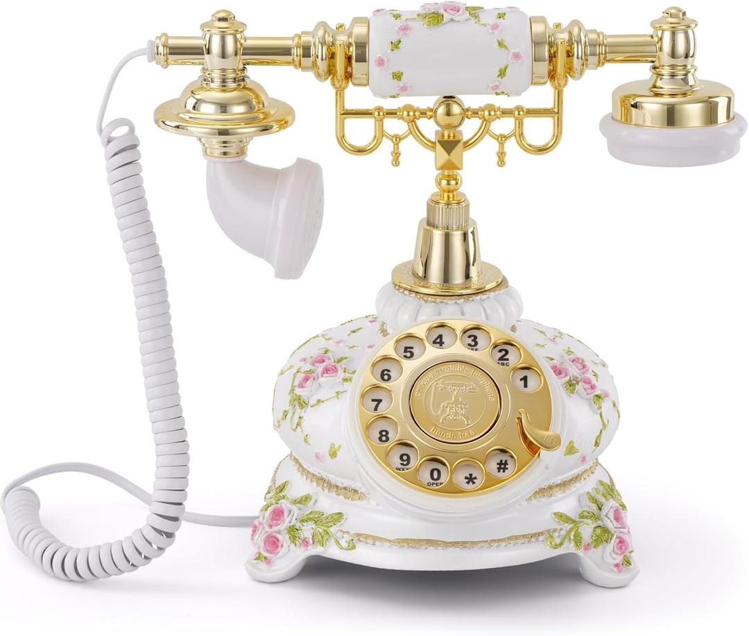 Audio Guest Book Phone, 32G Capacity Vintage Audio GuestBook Wedding Phone, Retro Audio Telephone Recording Customized Voice Message for Your Wedding Party, Retro Flower
