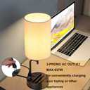 Dreamholder Table Lamp with 3 USB Charging Ports, Modern Desk Lamp with AC Outlet and Phone Stands, Perfect Bedside Lamp for Bedroom, Living Room, Office (Pack of 2), Cream