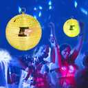 DJBoomy 8 Inch Hanging Mirror Disco Ball: Gold Disco Balls Decorations Mirror Ball with Hanging Ring for Party Decor Home Events DJ Parties