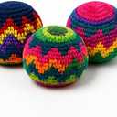 Hacky Kick Sack Balls 3-Pack Handmade Crochet Footbags Assorted Colors & Geometric Patterns for Adults, Teens & Beginners. Ideal for Juggling, Coordination, Outdoor Play, Party Games & Portable Toss