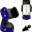 FSTURIOS Bling Cell Phone Holder, 360° Adjustable Rhinestone Car Phone Mount with Air Vent Base, Universal Shiny Crystal Phone Mount Stand for Dashboard Windhshield Air Outlet (Royal Blue)