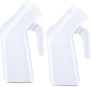 2 Pack Urinals,1000ml Thick Pee Bottles with Lid,Spill Proof Urinal Bottle for Car,Hospital,Elderly & Incontinence 