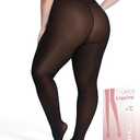 Plus Size Fleece Lined Tights Women, 300g Warm Pantyhose Leggings, Fake Translucent Thermal Tights Winter5-6Xl