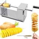 RioRand Manual Spiral Potato Cutter, Stainless Steel Tornado Twister with Blades for Curly Fries, DIY Potato Slicer for Home Kitchen, BBQ, Carrots, Cucumbers (Silver)