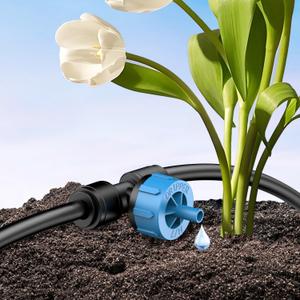 Pawfly Push-to-Fit Drip Irrigation Emitters 1 GPH Pressure Compensating Drippers with Constant Water Flow Irrigation Drippers Drip Emitters Drip Irrigation System Parts for 1/4 Inch Tubing, 30 Pcs