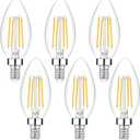 4-Pack Dimmable E12 LED Candelabra Bulbs 40Watt Equivalent, 2700K Warm White, 450Lumens, 4W B11 Vintage Chandelier Light Bulbs, LED Filament Clear Glass Candle Lamp for Ceiling Fan Home Decor