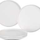 GZG Ceramic Dinner Plates Set of 4,10 Inch Stoneware plate Set, Microwave and Dishwasher Safe Kitchen Utensils, Stackable, Scratch Resistant (Ivory White)