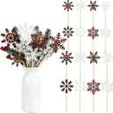 36 Pcs Snowflakes Decorations Winter Snowflake Picks Wooden Snowflake Decorative Pick Vase Snowflakes Decor Floral Rustic Decorative Stick for Floral Arrangements Home Vase Decor
