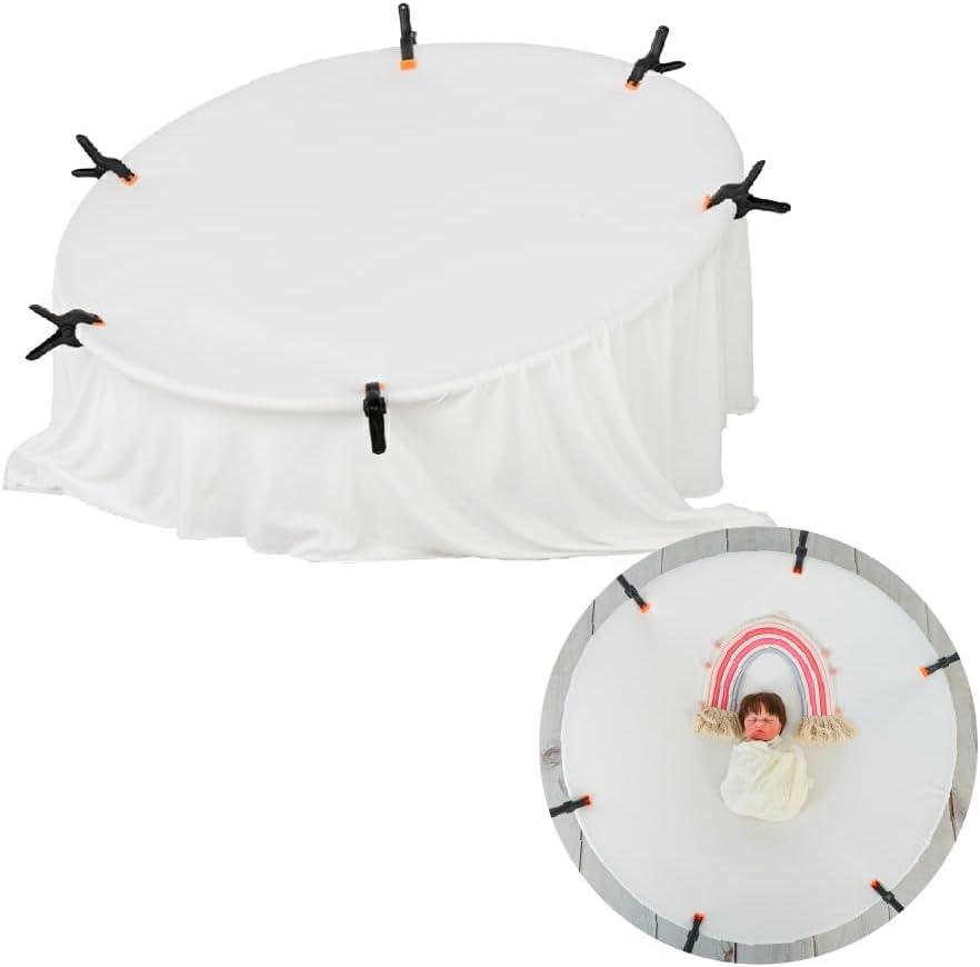 Kate Newborn Photography Props Stainless Steel Stand Set for Baby Photoshoot,Including Newborn Posing Beanbag Sleeve(Unfilled), Elastic Fabric and 6 Clamps (No Filler)