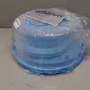 Cake Cupcake Carrier with Lid and Handle + Cake Stand Plate with Dome | 10" Round Cake Container Holder with Cover | Plastic Pie Carrier Cake Storage Container | Bunt Keeper Platter Tray for Transport (Blue)