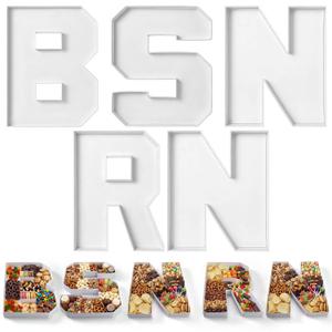 5 Pcs BSN RN Party Supplies Nurse Letter Fillable Tray 10‘' Nursing Grad Party Decoration Medical Nurse Graduation Cardboard Tray for Food Candy Cake Dessert Class of 2026 Congrats Grad