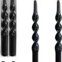 Black Candle Sticks Tapered Candles - 2pcs Tall Twist Candlesticks Long Spiral Taper Candle Religion Tapers Candle for Dinner Decor Housewarming Gift Idea 10 Inch,1D-Black