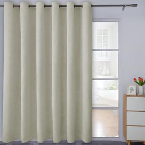 Easy-Going Linen Textured Blackout Curtain 100x84 Inch Extra Wide Patio Sliding Door Curtain for Bedroom, Living Room (1 Panel, Beige)
