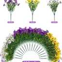 18 Pcs Artificial Flowers for Outdoors, UV Resistant Faux Silk Pansy Flowers, Spring Summer Fake Flowers Plants for Front Porch Yard Patio Planter Garden Home Decor (Purple, Yellow, White)
