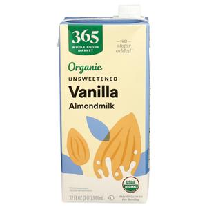 365 by Whole Foods Market, Organic Unsweetened Vanilla Almond Milk, 32 Fl Oz (EXP 04/02/27)