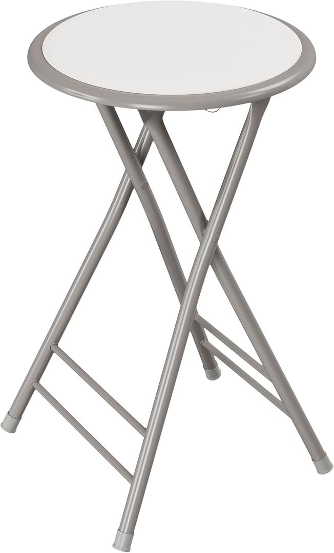 Lavish Home Folding Stool - Backless 24-Inch Stool with 225lb Capacity for Kitchen or Rec Room - Portable Indoor Counter Bar Stools (White) Lavish Home Folding Stool - Backless 24-Inch Stool with 225lb Capacity for Kitchen or Rec Room - Portable Indoor Counter Bar Stools (White)