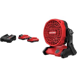 CRAFTSMAN V20* Battery & Charger Starter Kit, 2.0Ah w/ 20V MAX* Cordless Fan, Tool Only (CMCB202-2CK & CMCE001B)
