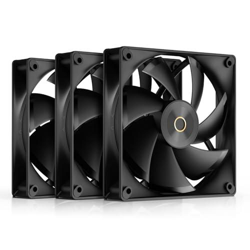 ​​Ocypus Delta F12 Computer Case Fan, Up to 2000RPM High Airflow, 4-Pin PWM Control 120mm PC Cooling Fan, Low-Noise & Hydraulic Bearing (Black-3PCS)​