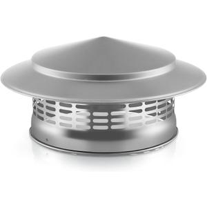 8 Inch 304 Stainless Steel Chimney Cap, Round Chimney Cover with Screen, Stove Pipe Topper for Exterior Fireplace Flue, Furnace Vent (Silver)