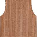 Fisoew Crochet Tops for Women 2026 Spring Summer Sleeveless Sweater Tank Fashion Beach Resort Wear Vacation Cover Ups Clothes (S)