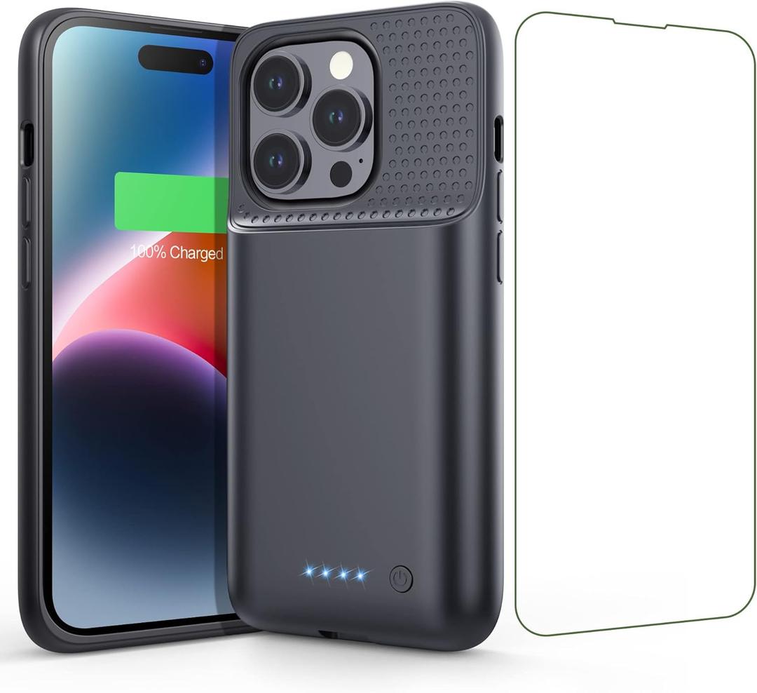 Battery Case for iPhone 14 Pro (6.1 inch),7200mAh Smart Portable Rechargeable Charging Case,Extended Battery Pack Compatible with iPhone 14 pro Protective Additional Charger Case,Black
