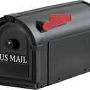 Postal Pro, The Hampton Mailbox, Durable Plastic, Easy to Install, Flag Included, Black