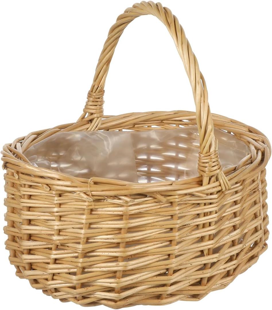 PRETYZOOM Portable Egg Basket Candy Willow Handwoven Basket Woven Storage Fruits Picking Rustic Girl Lollipop Holder Cards Decor Lovers Rattan Bread