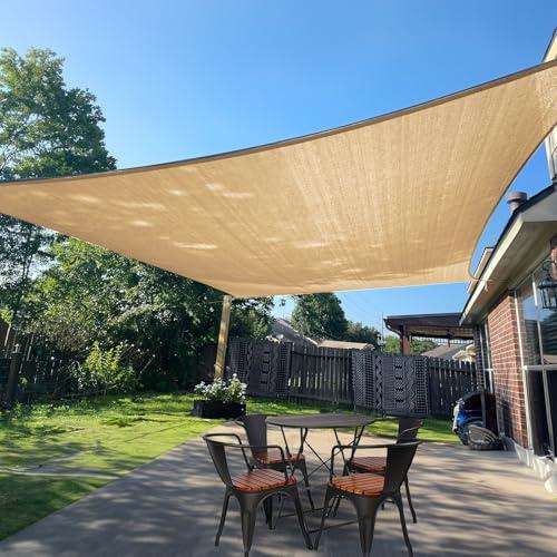SUNLAX Sun Shade Sail 8' x 10' Sand Rectangle Canopy Sail Shade Cover UV Block Permeable Sunshade Outdoor for Patio Backyard