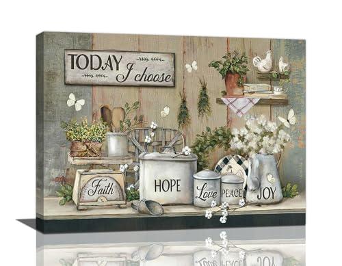 Rustic Kitchen Wall Art Farmhouse Pictures Wall Decor Country Dining Room Painting Prints Farm Today I Choose Joy Framed Artwork for Restaurant Ready to Hang 16"x24"