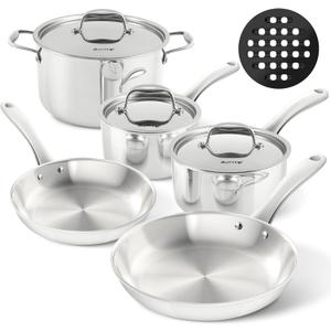 Duxtop Whole-Clad Tri-Ply Stainless Steel Induction Cookware Set, 9PC Kitchen Pots and Pans Set