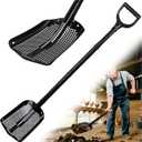 Heavy Duty Sifting Shovel with Adjustable Handle (26"-48") – Metal Sand Sifter Scoop with D-Grip for Chicken Coop, Beach, Farm Goat Stall & Garden Poop Cleaning – Durable Mesh Design
