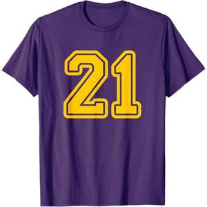 Number #21 Yellow Sport Number 21 T-Shirt L