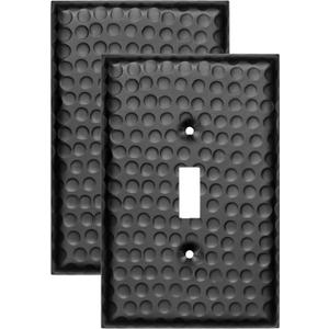 Monarch Abode Single Toggle Light Switch Cover Plate  1-Gang Matte Black Outlet Covers, Hand Hammered Decorative Outlet Cover Wall Plates, Light Switch Plate Covers for Electric Outlets, Pack of 2