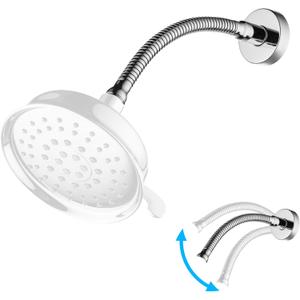 Adjustable Shower Arm, Chrome 11.8 Inches Shower Head Extension Arm with Flange Flexible Memory Shower Head Pipe Adjustable Shower Arm, Chrome 11.8 Inches Shower Head Extension Arm with Flange Flexible Memory Shower Head Pipe