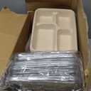 bloomoon 4 Compartment Paper Bowls with Lids, Food-Tray-Style 4 Compartment Catering Bowl with Lid, Disposable Lunch Tray for Catering Services at Party, Restaurant - 50 Bowls 50 Lids