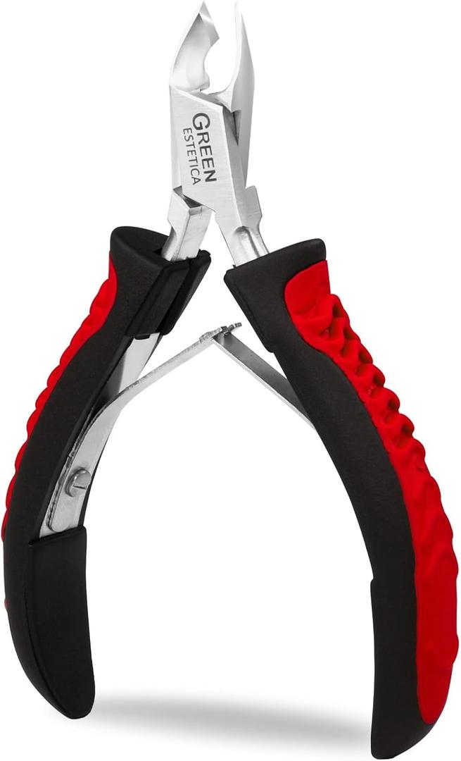 Premium Cuticle Trimmer Stainless Steel Nipper  Sharp Blades with Double Spring  Manicure Pedicure Tool for Home and Salon (Black/Red)